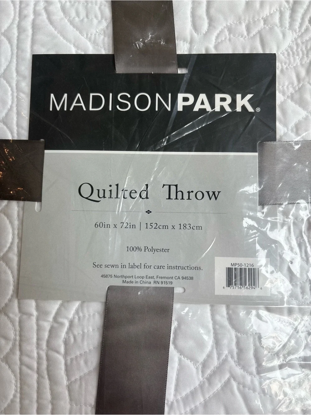 Madison Park White Quilted Throw Blanket 60x72 New Polyester Bedding